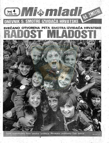 ''MI MLADI NA SMOTRI'' - Dnevnik Pete smotre izviđača Hrvatske - br. 4 (4. VII 1985.) 