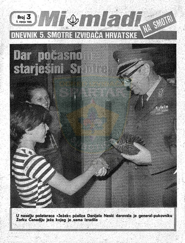 ''MI MLADI NA SMOTRI'' - Dnevnik Pete smotre izviđača Hrvatske - br. 3 (3. VII 1985.) 